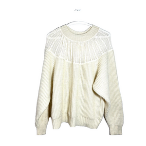 Zara Alpaca Wool Knit Lace Crop Sweater Cream Size Medium Twee Coquette
